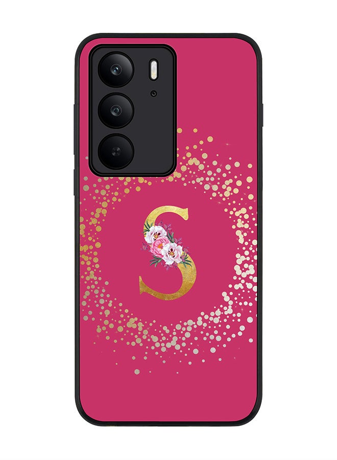 For Realme C75x / C75 4G Case,Slim fit Camera Protection, Shockproof Thin Phone cover  - Custom Monogram Floral - S ( Deep Pink )